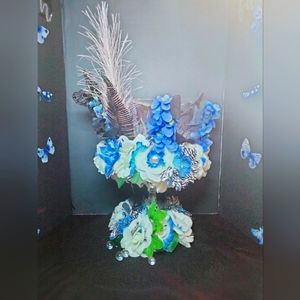 Blue Zebra table Topper/ Home Decorations candle holder